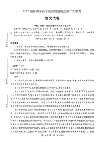 湖南新高考教学教研联盟暨长郡二十校联盟2025届高三下学期第二次联考语文试卷（PDF版附解析）