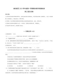 【2025届上海高三一模语文】2025届上海市浦东新区高三语文一模试卷及答案