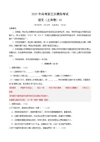 2025年高考第三次模拟考试卷：语文（上海卷01）（解析版）