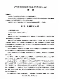 语文丨四川省泸州市2025届高三下学期4月第三次诊断考语文试卷及答案
