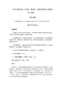 云南省红河州、文山州、普洱市、临沧市2025届高三复习统—检测语文试题（含答案）