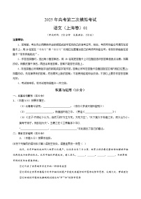 2025年高考第二次模拟考试卷：语文01（上海卷）（考试版）