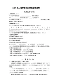 上海市奉贤区2025届高三下学期二模试题 语文 Word版含答案