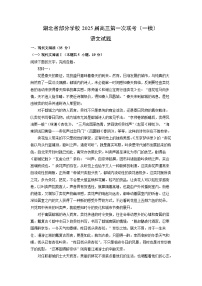 湖北省部分学校2025届高三第一次联考（一模）语文试卷（解析版）