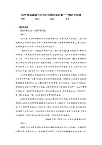 2025届新疆维吾尔自治区喀什地区高三三模语文试题（无答案）