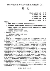 2025年沈阳高考三模语文试题及答案