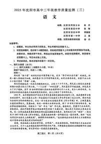 语文-辽宁沈阳2025届高三下学期5月教学质量监测（三）试题+答案