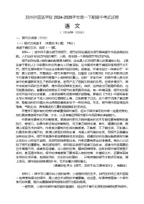 河南省郑州外国语学校2024-2025学年高一下学期期中考试语文试卷（Word版附解析）