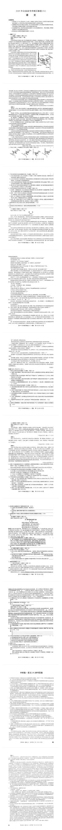 2025年全国高考冲刺压轴卷（六）高三语文试题（PDF版附答案）