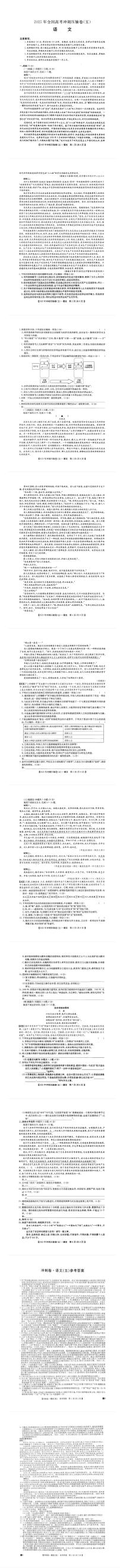2025年普通高中学业水平选择性考试冲刺压轴卷（五）高三语文试题（PDF版附答案）