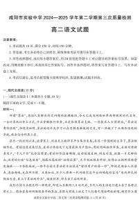 陕西省咸阳市实验中学2024-2025学年高二下学期第三次质量检测语文试卷