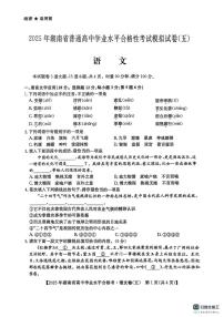 2025年湖南省普通高中学业水平合格性考试模拟卷语文五