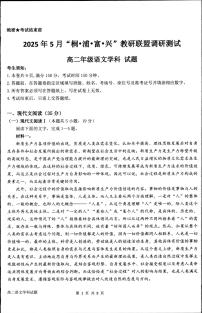 浙江省“桐·浦·富·兴”教研联盟2024-2025学年高二下学期5月调研测试语文试卷（PDF版附答案）