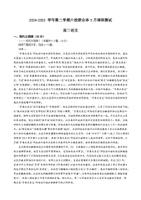 江苏省南京市六校联合体2024-2025学年高二下学期5月期中考试语文试题（Word版附答案）