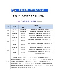五年（2021-2025）高考语文真题分类汇编：专题03 文学类文本阅读（小说）（全国通用）（原卷版）