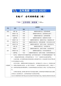 五年（2021-2025）高考语文真题分类汇编：专题07 古代诗歌阅读（诗）（全国通用）（解析版）