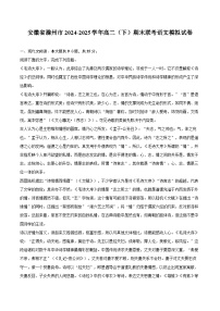 安徽省滁州市2024-2025学年高二（下）期末联考语文模拟试卷