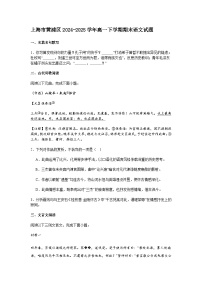 上海市黄浦区2024-2025学年高一下学期期末语文试题（含答案）