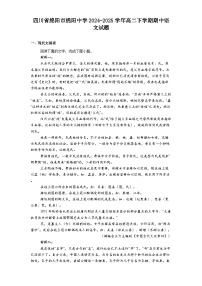 四川省绵阳市绵阳中学2024-2025学年高二下学期期中语文试题（含答案）