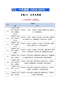 十年（2016-2025）高考语文真题分类汇编：专题04文言文阅读（全国通用）（解析版）