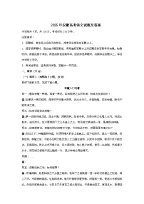 2025年6月安徽普通高中学业水平选择性考试语文试题[原卷]附答案