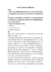 2025年6月甘肃普通高中学业水平选择性考试语文试题（原卷）含答案