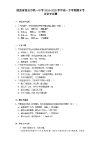 陕西省西安市铁一中学2024-2025学年高一下学期期末考试语文试题（含答案）