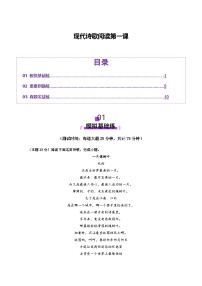 高考第一轮复习语文现代诗歌阅读第一课(测试)(学生版+教师版)
