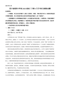四川省绵阳市绵阳中学2024-2025学年高二6月月考语文试题（含答案）