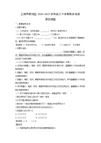上海市青浦区2024-2025学年高二下学期期末考试语文试题（解析版）