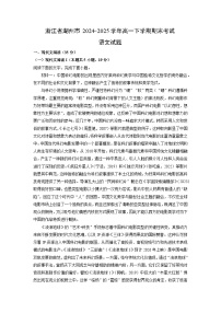 浙江省湖州市2024-2025学年高一下学期期末考试语文试题（解析版）