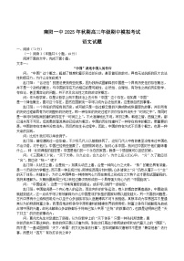 河南省南阳市第一中学校2026届高三上学期期中考前模拟语文试卷（含答案）