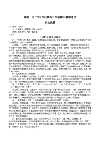河南省南阳市第一中学校2026届高三上学期期中考前模拟语文试卷（含答案）