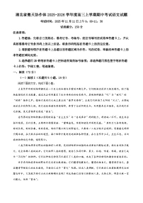 湖北省楚天协作体2026届高三上学期期中考试语文试题（Word版附解析）