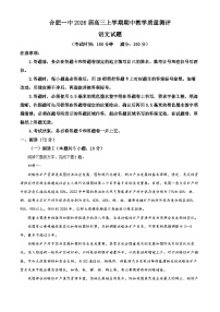 安徽省合肥市第一中学2026届高三上学期期中语文试卷（Word版附解析）