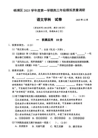 上海市杨浦区2025-2026学年高三上学期模拟质量调研（一模）语文试卷（月考）