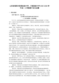 山东省淄博市淄博实验中学、齐盛高级中学2025-2026学年高一上学期期中语文试题（含答案）