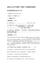 上海市杨浦区2026届高三上学期一模语文试题（含答案）