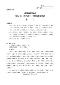 2025-2026学年湘豫名校高三上学期12月语文试题及答案
