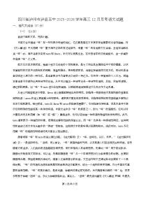 四川省泸州市泸县第五中学2026届高三上学期12月月考语文试题（Word版附解析）