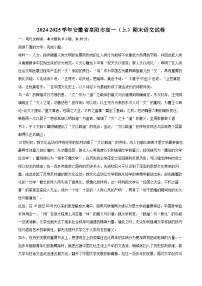 2024-2025学年安徽省阜阳市高一（上）期末语文试卷(含相信答案解析)