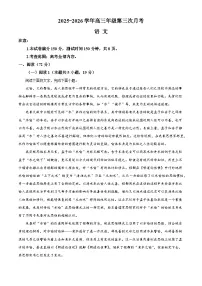 海南省部分学校2025-2026学年高三上学期第三次月考语文试题（含答案）（含解析）