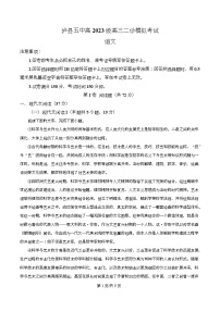 四川省泸州市泸县第五中学2026届高三上学期二模语文试卷（Word版附解析）