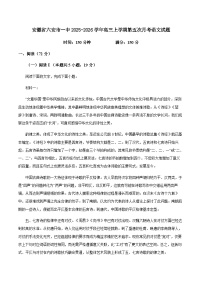 安徽省六安市第一中学2025-2026学年高三上学期第五次月考语文试题（含答案）