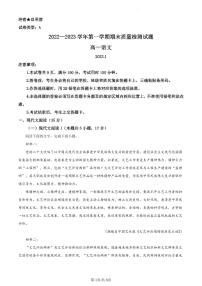 2022-2023学年深圳市罗湖区高一(上)期末语文试卷