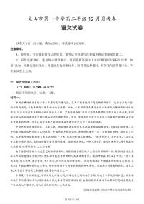 云南省文山壮族苗族自治州文山市第一中学2025-2026学年高二上学期12月月考语文试卷（无答案）