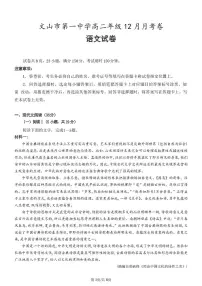 云南省文山壮族苗族自治州文山市第一中学2025-2026学年高二上学期12月月考语文试卷（无答案）