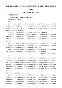 湖南省长沙市第一中学2024-2025学年高二上学期1月期末考试语文试题 含解析