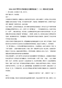 2024-2025学年江苏省宿迁市泗阳县高二（上）期末语文试卷(含详细答案解析)