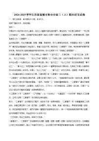 2024-2025学年江苏省盐城市东台市高二（上）期末语文试卷(含详细答案解析)
